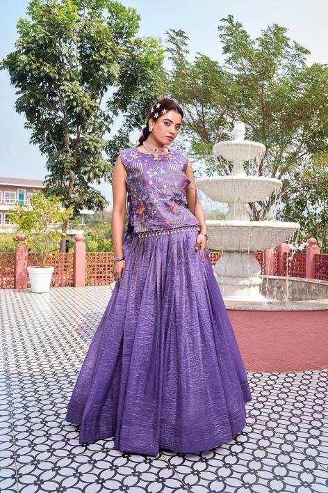Ram 166 Gold crush Purple Lehengha choli for wedding in Mumbai